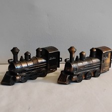 Vtg (2) Die-cast Metal Steam Locomotive train pencil sharpeners 3