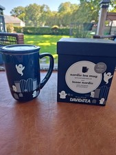 NEW David’s Tea Halloween Ghost Graveyard Glow in the Dark Navy Nordic Mug 16oz picture