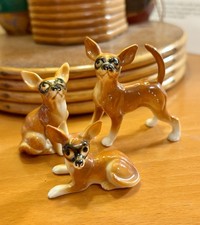 VTG Set of 3 Porcelain Chihuahua Dog 🐾 Figurines Bone China beautiful condition picture