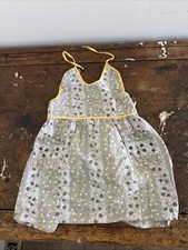 Vintage Toddlers Child’s Apron Grey White Yellow Flowers Cottage Core Pockets picture