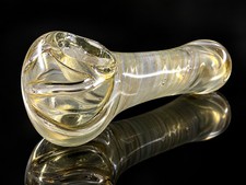 Clear Glass Tobacco Hand Pipe Light Gold Spiral Swirl Design picture