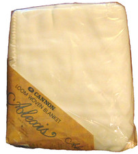 VINTAGE ALEXIS CANNON LOOM WOVEN IVORY WHITE BLANKET BEDROOM TWIN/FULL 72