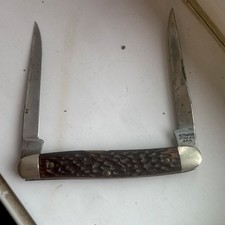 Vintage Kutmaster 2 Blade Pocket Knife Brown Handle Made In USA NY picture