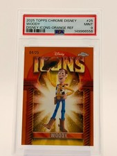 2025 Topps Disney Chrome Icons #DI-25 Woody Orange /25 PSA 9 Toy Story picture