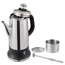 KFFKFF 12-Cup Electric Percolator Coffee Pot Stainless Steel Coffee Maker Silver picture