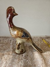 Vtg Folk Art Tonala Pottery Mexico Bird Pheasant Peacock Sculpture Signed picture