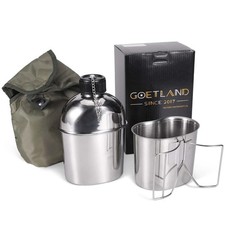 Goetland Stainless Steel WWII US Army Canteen Water Bottle Military Canteen Kit picture