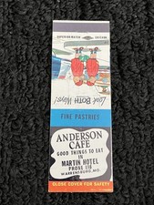 Vintage Missouri Matchbook “Martin Hotel - Anderson Cafe” Warrensburg picture