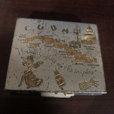 Antique Havana Cuba Map Mirror COMPACT Vanity Powder Puff picture