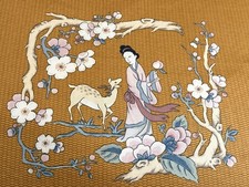 RARE Vntg Jay Yang Fabric Asian 8 Yards X 54”W Upholstery 70s-80s Chinoiserie picture