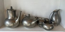 Vintage Royal Holland Pewter KMD Tiel 5 Pc Tea Coffee Set MCM Netherlands picture