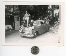 Old 1960s CAR photo  / LUCKY GUY & Magic STATION WAGON That Attracts Pretty Gals picture
