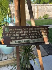 Vintage Altes Lager Beer Advertising Wood Sign Bar Mancave Detroit MI 9”x24” picture