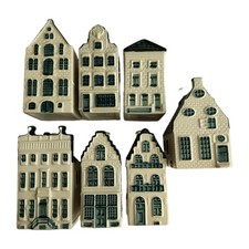 Lot of 7 KLM Delft Blue Houses Bols Amsterdam Miniature Gin Bottles picture