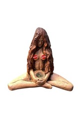 Vintage 70’s RARE Chalkware Handmade Nude Women Sculpture Tobacco Smoking Pipe picture