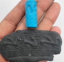 Antique Old Rare Beautiful Historical Stories Intaglio Cylinders Seal Bead picture