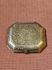 ANTIQUE 1930'S KARESS BOURJOIS ART NOUVEAU GOLD COMPACT W/MIRROR picture