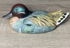 Vintage 1984 Ebeling Reuss Ceramic Duck Figure Decoy Winged Teal Drake Cabin 6” picture