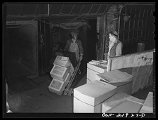 Photo:New York NY 1930s Men Moving Parcel Post Boxes Warehouse picture