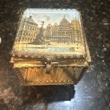 1890’s French Handkerchief And Jewelry Casket Anvers Grand Place picture