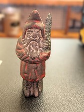 Antique Hubley Style Cast Iron Santa Claus Coin Bank Tree Figurine - AS IS picture