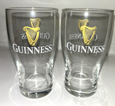 Guinness 16oz Pint Glasses Set of 2 Glasses Draught Beer Stout Man Cave picture