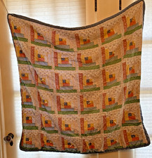 Beautiful Vintage Pattern Patchwork Quilt 40”X40” Blue Underside Comforter Style picture