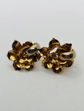 VINTAGE MONET EARLY STERLING SILVER VERMEIL SCREWBACK FLOWER SPRAY EARRINGS 11g picture
