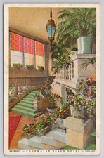 Postcard c1944 Chicago Illinois Edgewater Beach Hotel Entrance picture
