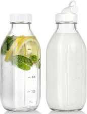 2 Pack 32 Oz Glass Milk Bottle with Reusable Lid picture