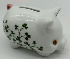 Pig Piggy Bank - Porcelain w/ St Pattys Day Shamrocks - Small picture