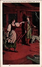 Rip Van Winkle Driven into Storm Catskill Mts NY Postcard J. Ruben picture