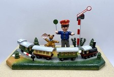 Vintage Hubrig Erzgebirge The Railway Worker Wooden Figurine Set picture