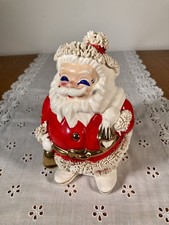 VTG 60s Santa Claus Programs Spaghetti Trim Ceramic Bank Christmas Decor Japan picture