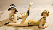 2pc Bathing Beauty Woman Figurines Polka Dot Flower Swimsuits Phillipeans picture