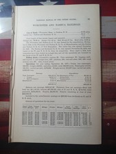 ~1878 Train Report WORCESTER & NASHUA RAILROAD Massachusetts New Hampshire  picture