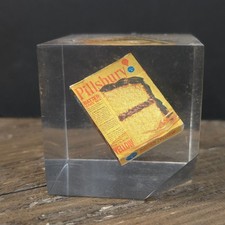 Vintage Pillsbury Lucite Paperweight Fudge Brownie Mix Box Mini Advertising picture