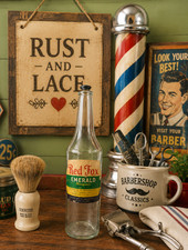 Vintage Red Fox Emerald Bouquet Hair Tonic Barber Bottle HEALOX Co picture