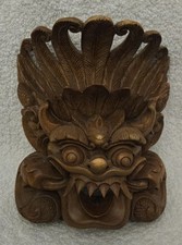 VINTAGE BALINESE BARONG BALI HAND CARVED WOOD WALL HANGING MASK picture
