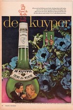 De Kuyper Creme de Menthe Vtg Blue Flowers Botanical Vtg Pop Art Print Ad picture