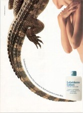 LUBRIDERM Lotion 1991 Vintage Print Ad Alligator Dry Skin Beauty Advertising picture
