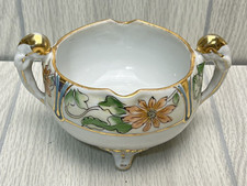 Vintage Nippon Sugar Bowl Floral Gold Trimmed Footed Hand Painted picture