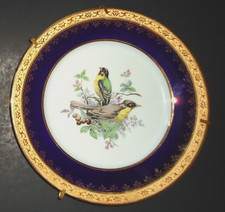 Vtg Limoges France Plate Gold Blue Birds Porcelaine Artistique 8 in picture