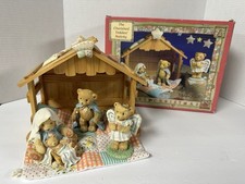 VTG 1993 Enesco Cherished Teddies Nativity 5 Piece Set Christmas EUC picture