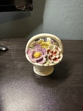 Vintage Porcelain Floral Basket Figurine picture
