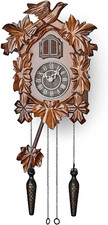 Elegant Hand-Carved Cuckoo Clock with Night Mode & Swinging Pendulum - Brown picture