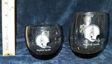 Vtg 1970s Houston Oilers NFL Gas Station Promo Smoked Glass Roly Poly Lot of 2 picture