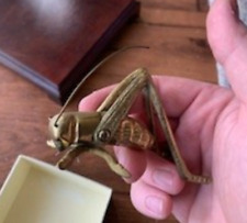 Vintage Solid Brass Grasshopper Cricket Paperweight Figurine 4