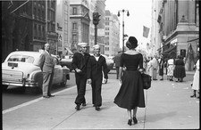 Photo:New York City 1940s Sailors Street Scene Fashion Model Car Flag picture