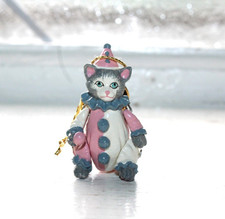 Vintage Hantel Miniature Pewter Cat Clown Figurine with Jointed Limbs and Tag  picture